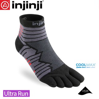 【INJINJI 美國 Ultra Run 終極系列五趾短襪《碳黑》】NAA64/五指襪/專業排汗襪/登山健行襪/休閒襪