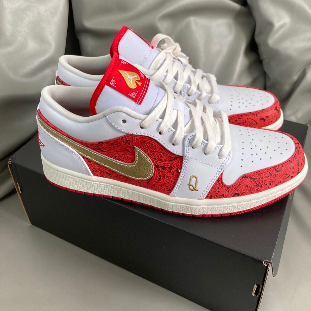 正貨 Air Jordan 1 Low SE “Spades ‘’白紅 撲克 DJ5185-100