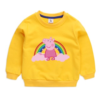 **現貨**秋天款 10種顏色 兒童長袖 peppa rainbow 粉紅小豬妹卡通 純棉 衛衣（可以批發）大學t