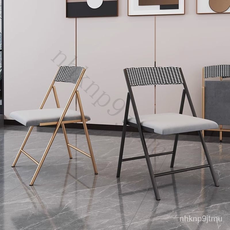 超優惠-可開發票 多功能 可折疊 椅子 碳素鋼小戶型 傢用會議便攜省空間可收納靠背餐椅
