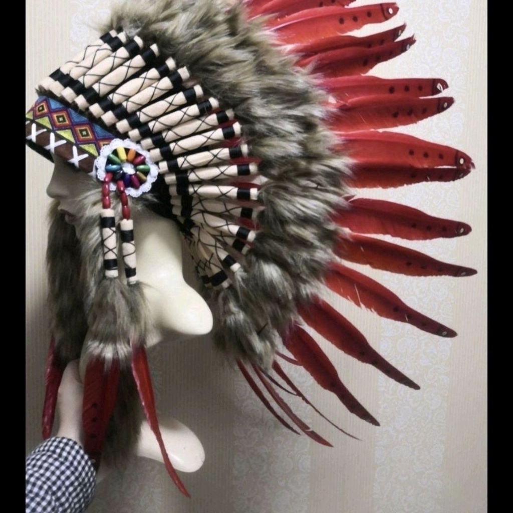 紅色印第安人羽毛頭飾