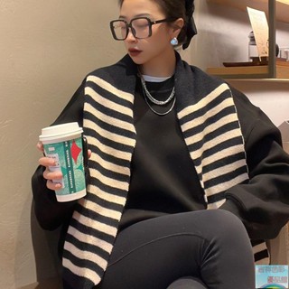 【爆款推薦】軟儒高品質條紋大披肩女百搭秋冬洋氣毛線針織搭肩坎肩韓系圍巾