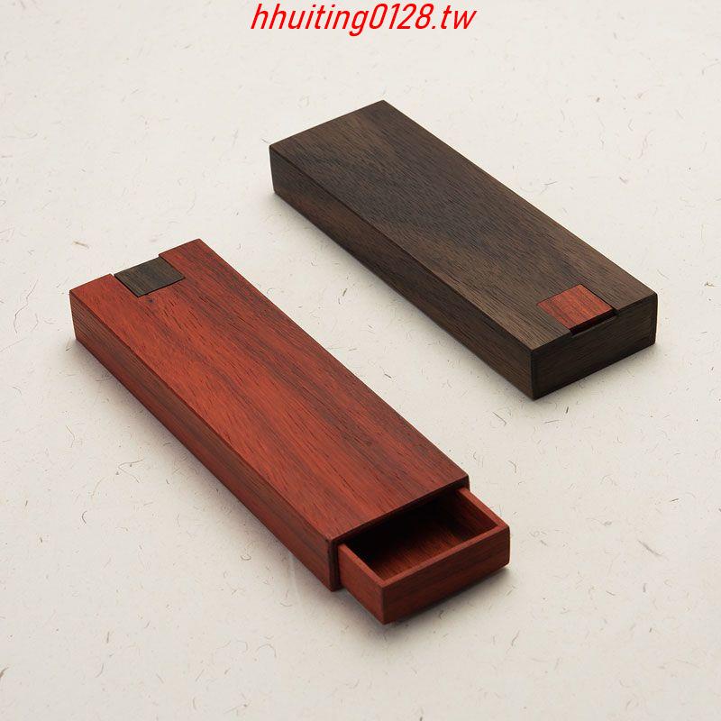 熱賣*精品優選木質文具盒桌面收納盒簡約抽拉復古木制高檔筆盒抽屜式紅木鋼筆盒