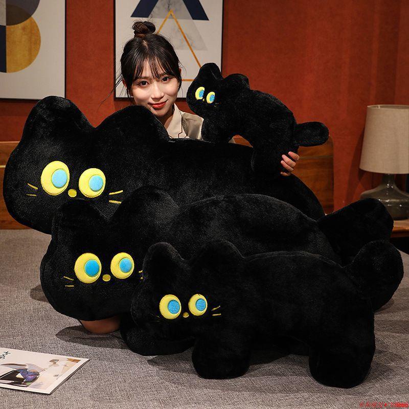 【發票】可愛貓咪長枕哈基米抱枕睡覺夾腿公仔黑貓長條抱枕毛絨玩具送女生