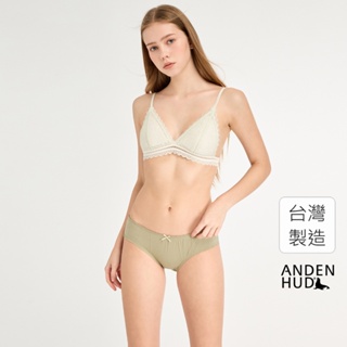 【Anden Hud】暖心烘焙．花苞中腰三角內褲(慕斯綠-虛線蝴蝶結) 純棉台灣製