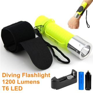 1200 Lumens Diving T6 LED Flashlight with Wrist Strap Underw