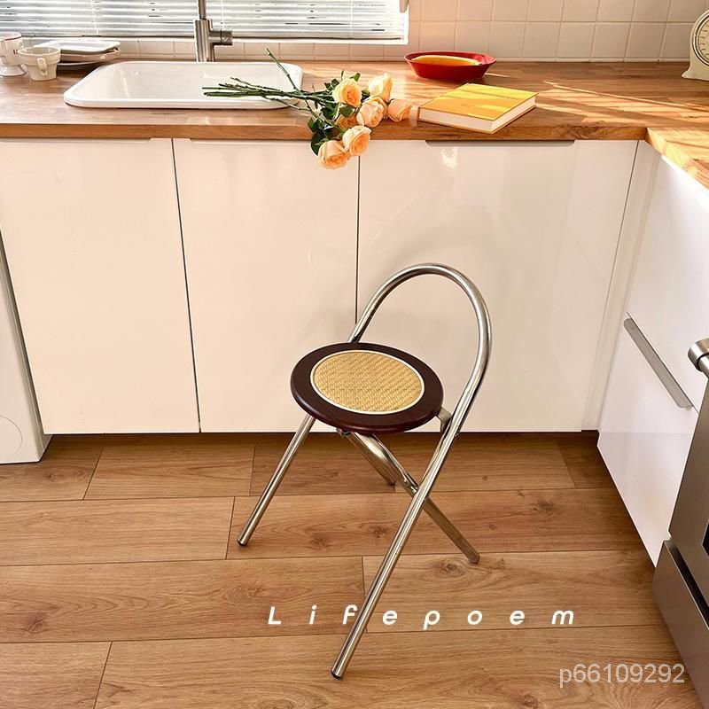 Lifepoem法式傢用折疊椅韓國耐用侘寂風小戶型出租屋店餐椅網紅