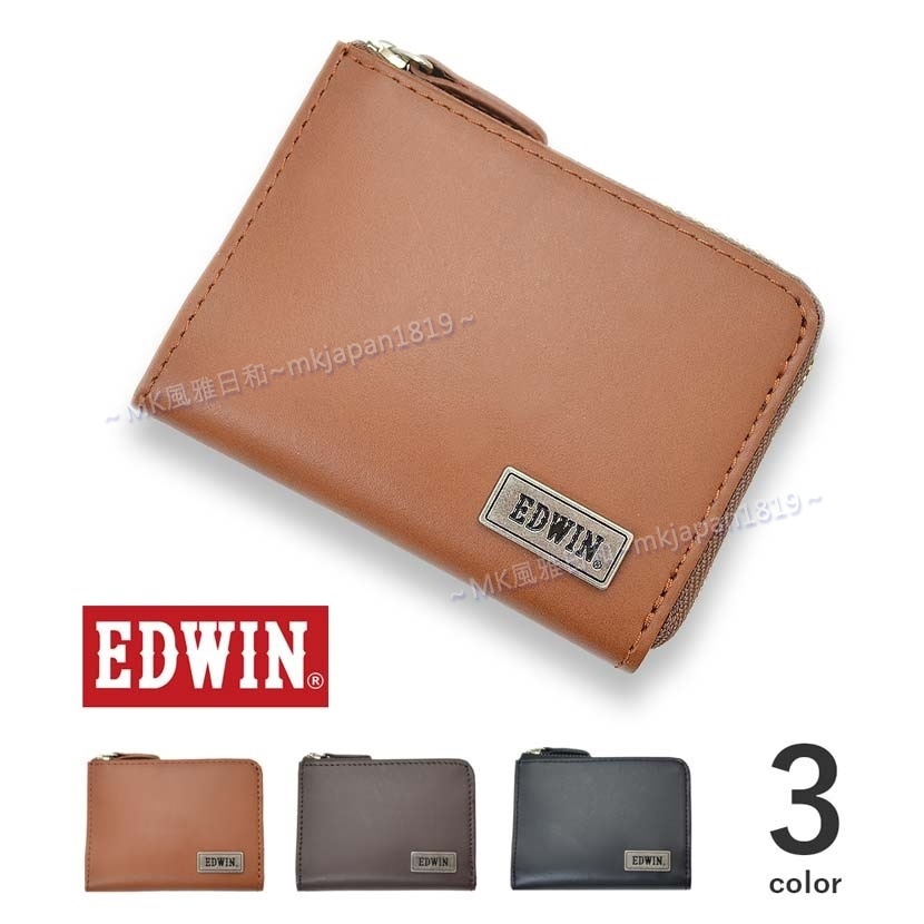 蔓菟小舖💖日本正版 EDWIN 卡夾錢包 (0510446) 再生皮革 L型拉鍊 零錢包 小錢包 票卡夾 I11