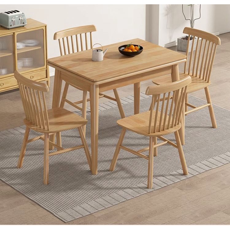 餐桌 實木餐桌 傢用飯桌 北歐實木折疊餐桌傢用小戶型現代簡約長方形飯桌可伸縮原木桌子