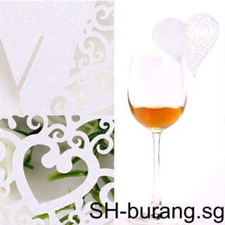 50Pcs Heart-shaped Wine Glass Name Place Card Lovely Flower