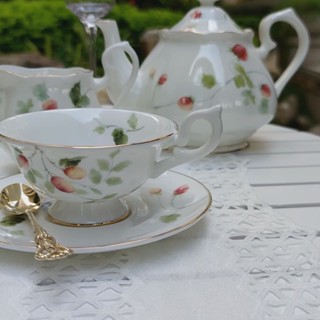 英式骨瓷下午茶杯 可愛田園莓果茶具 家用裝飾陶瓷茶杯 紅茶杯咖啡杯 禮盒套裝