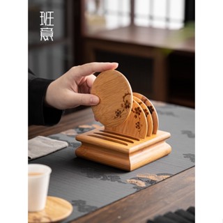 梅花茶杯墊 竹製隔熱防燙 功夫茶具配件 家用茶道 6片裝 環保材質