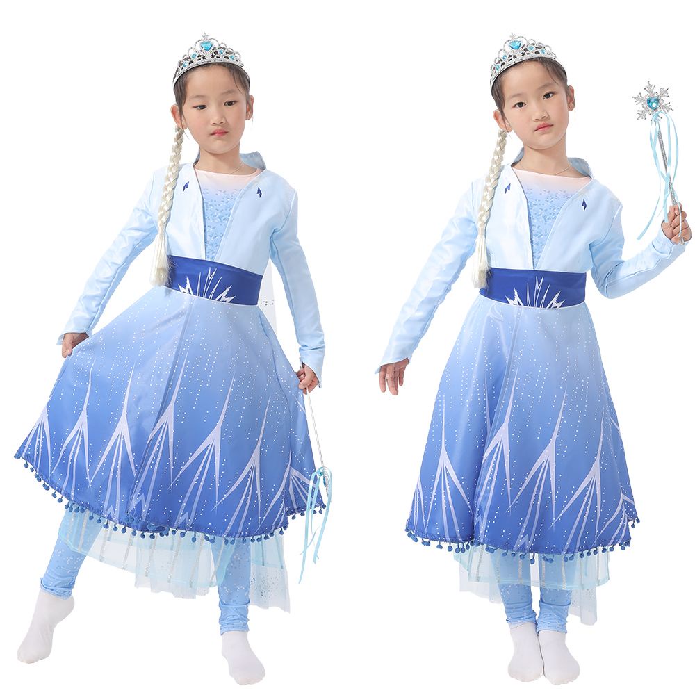 【一號】愛莎同款裙子冰雪奇緣兒童艾莎公主服裝女孩演出舞臺表演安娜衣服