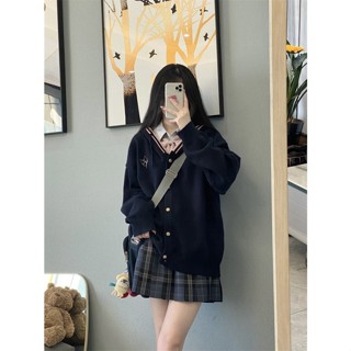 針織外套🎀日系純欲學院風jk外套開衫連帽刺繡高階設計感寬松針織校園外搭女