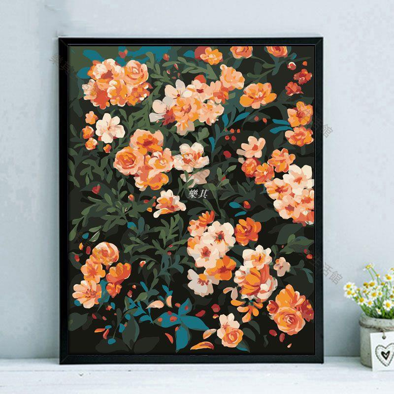 ✨限時免運✨數字油畫DIY臥室手繪手工填充填色清新治愈花卉油彩畫 薔薇花園