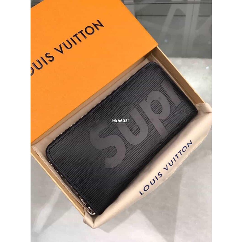 二手Louis Vuitton LV Supreme錢夾 M60072絲印 黑色