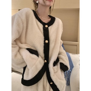 Xuan♥甜美小香風睡衣女秋冬季加厚珊瑚絨套裝高級感保暖加絨大碼家居服