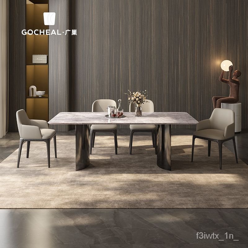 免運😀天然大理石餐桌客廳小戶型意式輕奢極簡現代高端傢用餐桌椅子