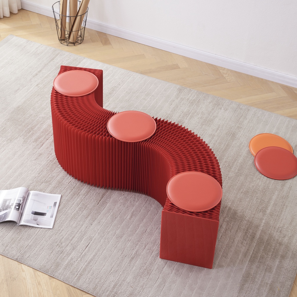 紙新藝簡約設計換鞋凳折疊伸縮省空間紙凳子客廳餐桌紙沙發椅凳