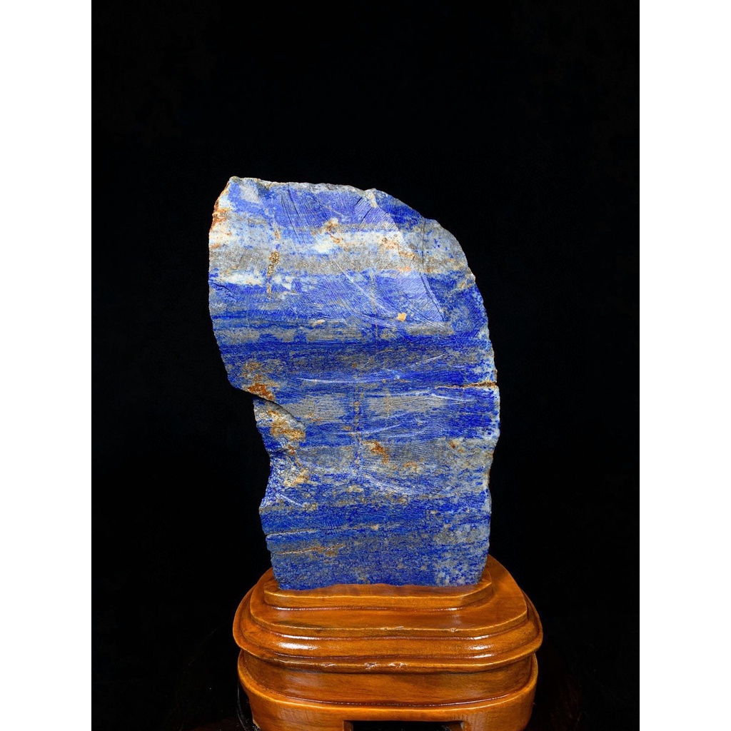 原石擺件 天然礦石 阿富汗老料青金石原礦帶座高22×10.5×7cm 重2.4公斤 2000JP-1128