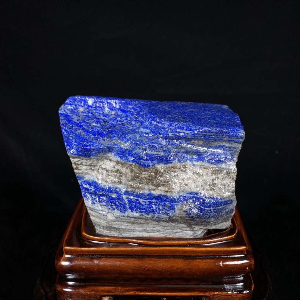 原石擺件 天然礦石 阿富汗老料青金石 天然原礦帶座高13×13×9cm 重2.45公斤 2600JP-735