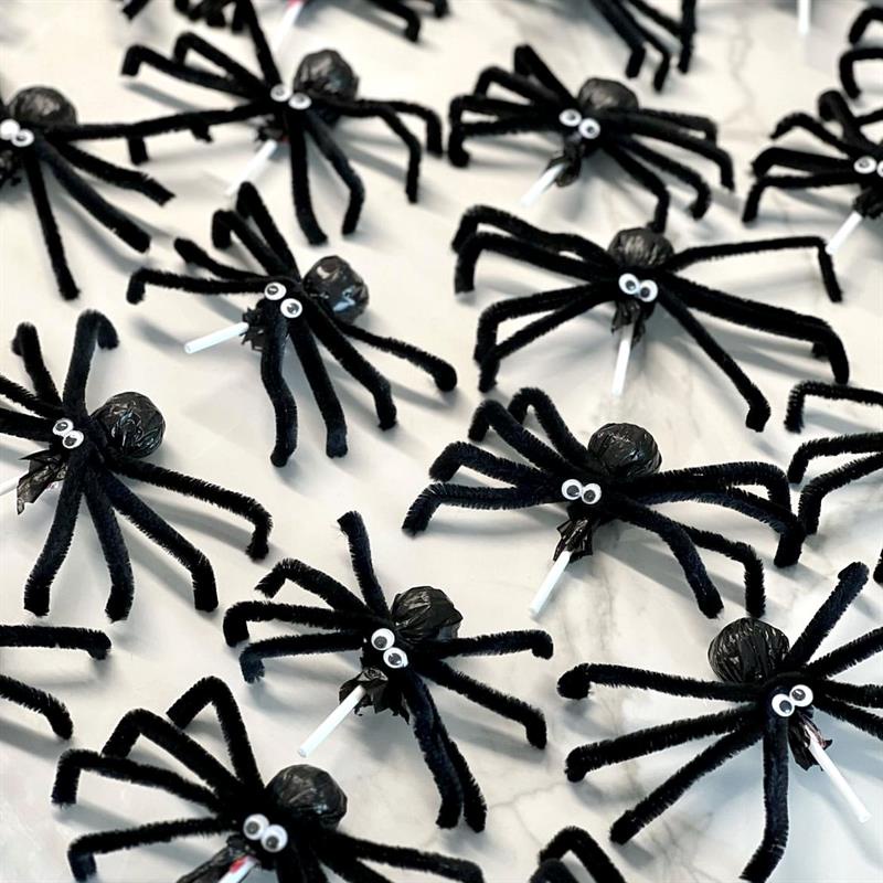 RoroHanaの 萬圣節蜘蛛棒棒糖裝飾DIY扭扭棒材料包幼兒園烘焙蛋糕店布置道具