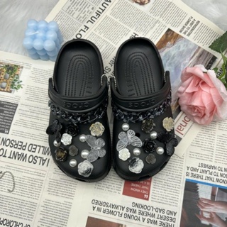 diy配飾crocs洞洞鞋鏈條黑蝴蝶套裝配件拆卸裝飾鞋花