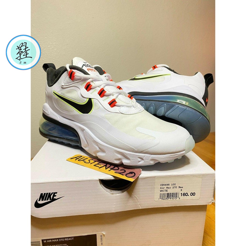 Nike Air Max 270 React 白黑綠 氣墊 增高 CZ6685-100