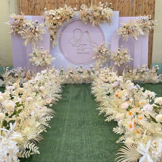 【三木家居】香檳色婚禮場景裝飾花藝婚慶背景墻舞臺結婚佈置地排花路引花點花