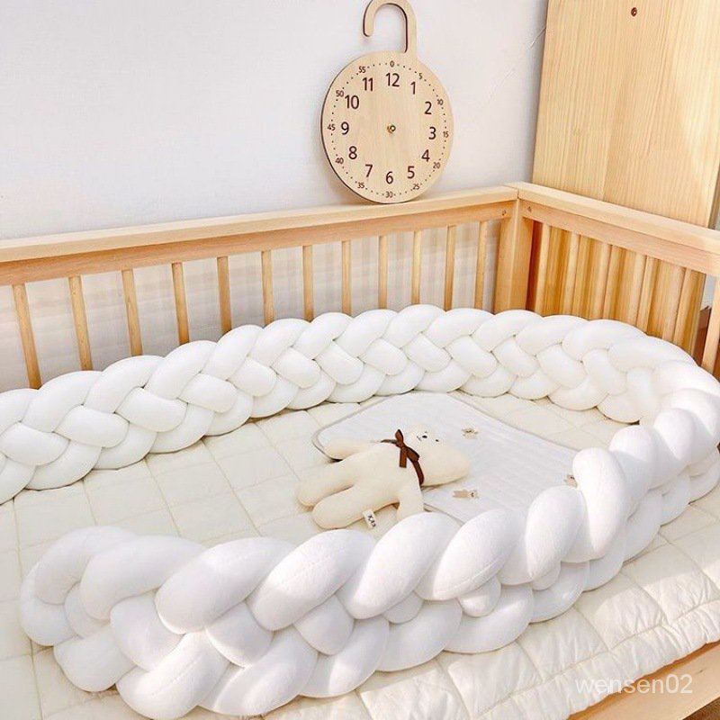 【文森母嬰】嬰兒床床圍寶寶麻花編織防撞圍欄軟包嬰兒拚接床床靠獨立站代貨 HJ1E