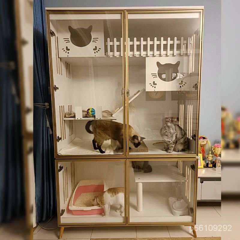 貓別墅實木貓咪籠子傢用室內超大自由空間貓櫃貓捨貓屋貓房子三層