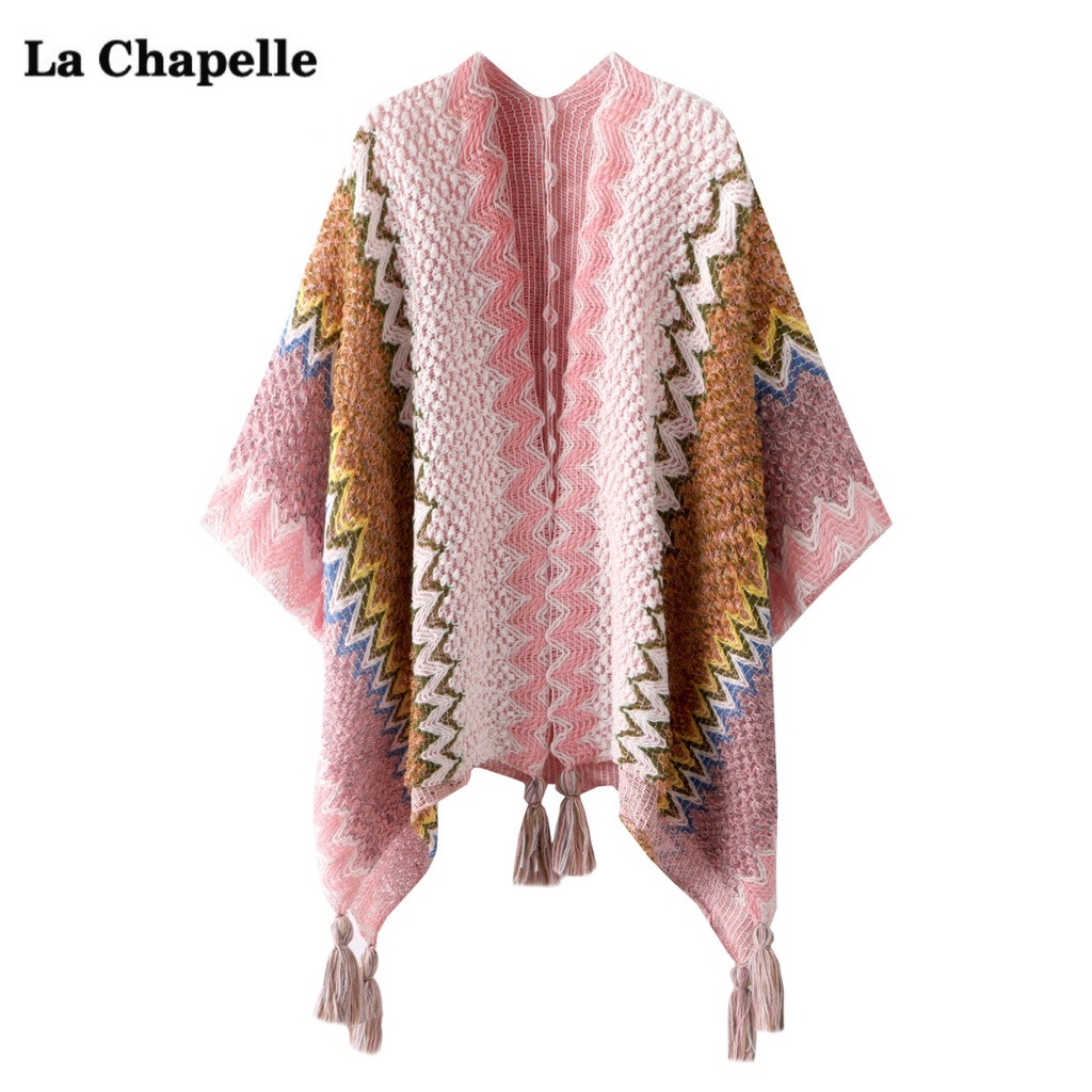 現貨【免運】拉夏貝爾/La Chapelle復古民族風針織流蘇披肩劉亦菲同款外套披風