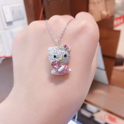 免稅代購 Swarovski 施華洛世奇鎖骨鏈 HELLO KITTY 可愛粉色迷人項鍊 粉色可愛抱心吊墜 送女友