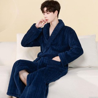 【限時免運】秋冬季加厚珊瑚絨睡袍男法蘭絨睡衣家居服中長款晨袍大碼加厚浴袍冬季珊瑚絨睡衣 性感睡衣 睡裙 居家服