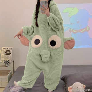 【限時免運】小飛象睡衣女珊瑚絨秋冬款連體衣2023年新款保暖加絨加厚連體睡衣冬季珊瑚絨睡衣 性感睡衣 睡裙 居家服