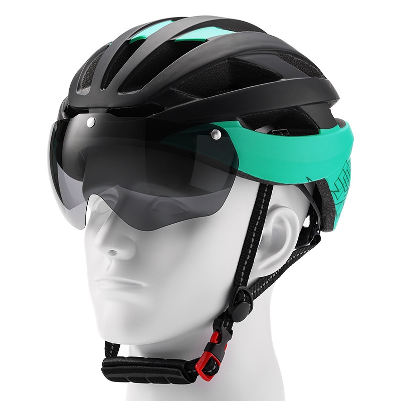 Eastinear新款成人自行車安全帽 騎行頭盔 帶風鏡充電尾燈公路車安全帽 腳踏車安全帽 USB充電尾燈安全帽