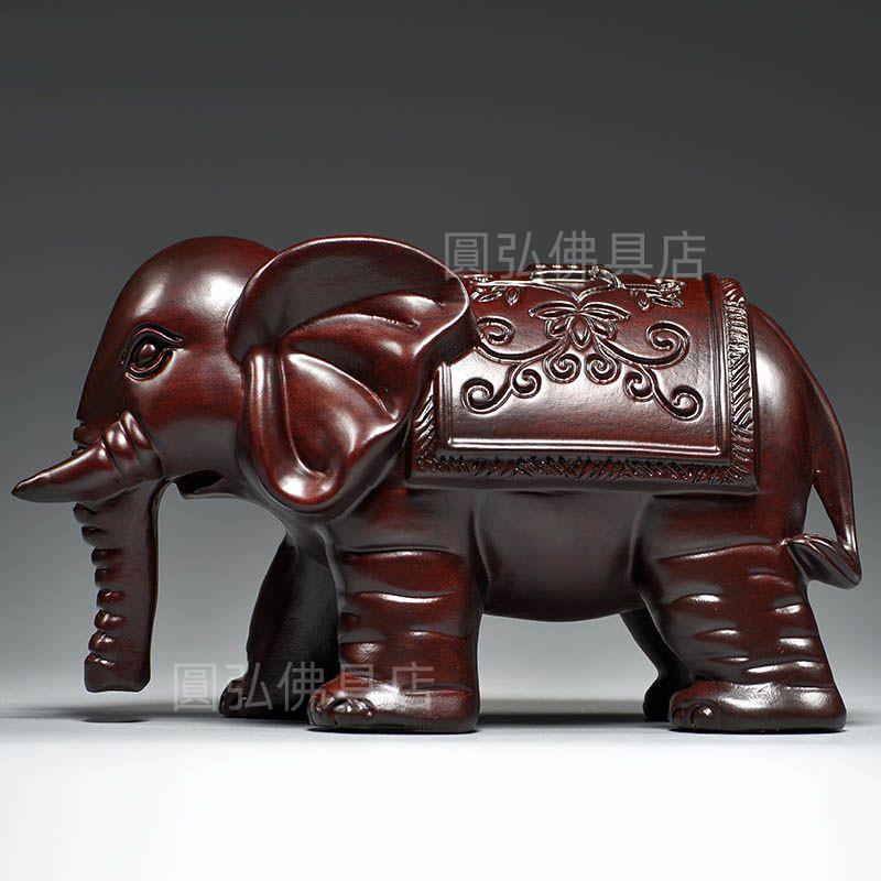 🔥臺灣熱賣🔥黑檀木雕吸水大象一對實木擺件家居客廳電視櫃裝飾工藝品喬遷送禮