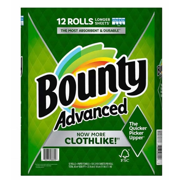 Bounty 兩層隨意撕特級廚房紙巾 101張 X 12捲 C2530474