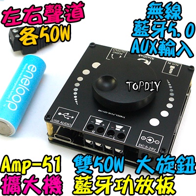 大旋鈕 雙50瓦 TPA3116D2【TopDIY】AMP-51 音箱 藍牙 解碼板 擴大機 VX 音響 D類 改裝