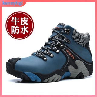 戶外登山鞋 徒步鞋 登山鞋 運動鞋 徒步鞋 登山靴 爬山鞋 【真皮牛皮】冬季高幫鞋男加絨保暖戶外登山鞋運動防水防滑休閒鞋
