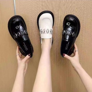 💥滿額免運🚚 真軟皮樂福鞋 小皮鞋 中跟皮鞋 女鞋 小皮鞋 樂福鞋 真皮樂福鞋女2023年春季新款英倫風黑色小皮鞋粗