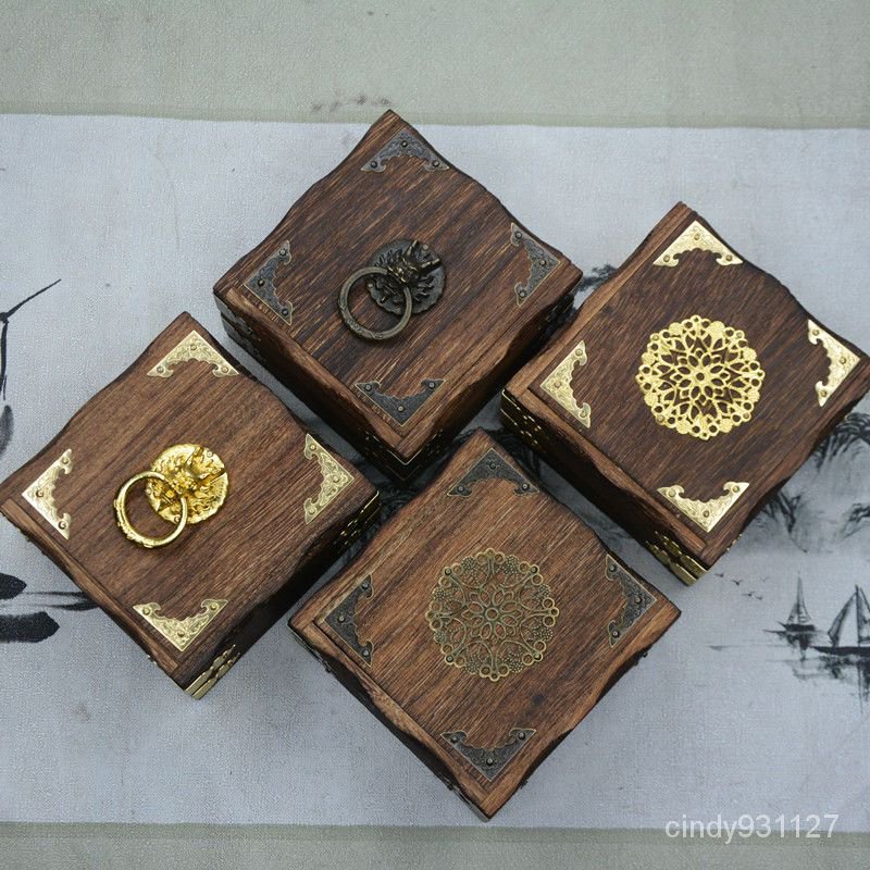 【落日吧】中式複古收納盒手串玉石手錶首飾佛珠收納創意木質收納用品
