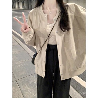 杏色燈芯絨拚接棒球服外套春秋款設計感oversize小香風夾剋上衣外套 大尺碼外套 休閒外套 韓版外套 長袖 上衣 女裝