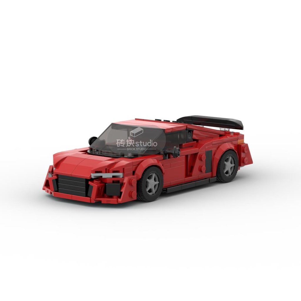 汽車積木 moc積木適用樂高拼裝奧迪R8超跑GT3賽車模型speed系列男孩8格車