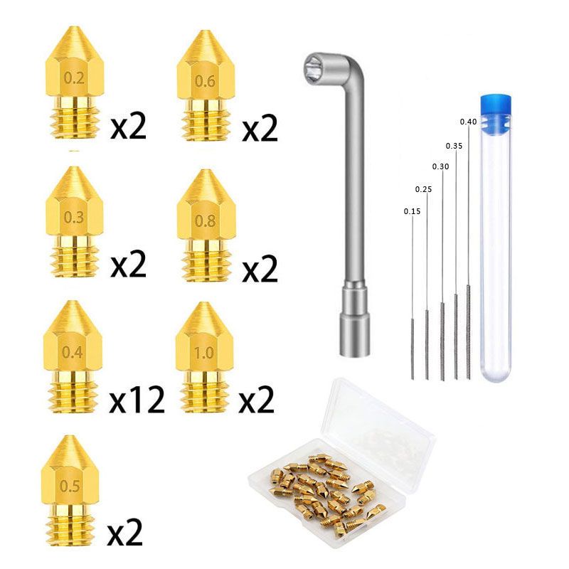 🔥熱賣搶購🔥 3d打印尖頭噴嘴套裝可一件代髮配件噴頭mk8擠出機噴嘴黃銅嘴子