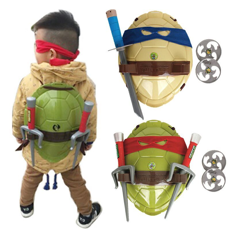 忍者神龜武器麵具COS套裝裏奧拉斐爾雙截棍忍者龜龜殻扮演男玩具