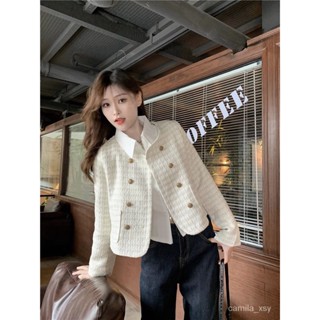 優質好貨 小香風短外套女裝秋季2023年新款設計感短款粗花呢長袖百搭上衣潮 35G5