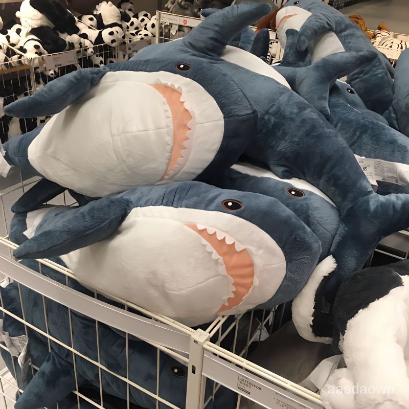 【全網比價】啊嗚鯊魚玩偶條條衕款毛絨玩具大哈魚公仔薯條小阿嗚睡覺抱枕娃娃