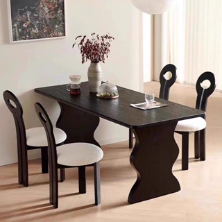 ✨出貨✨ 餐桌組 餐椅組合 中古風小戶型餐桌法式復古實木餐桌椅組合家用奶油風長方形飯桌