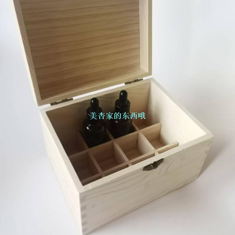 精油收納盒 純實木松木材質精油盒 12格30ml護膚品分裝瓶整理木盒 大容量翻蓋翻蓋式木盒木箱